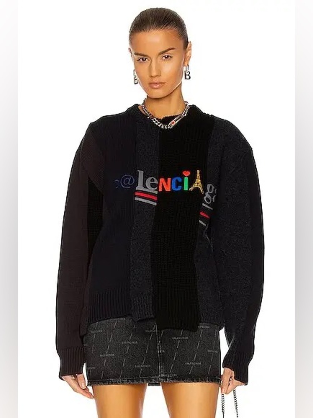 Patchwork Crew Neck Sweater